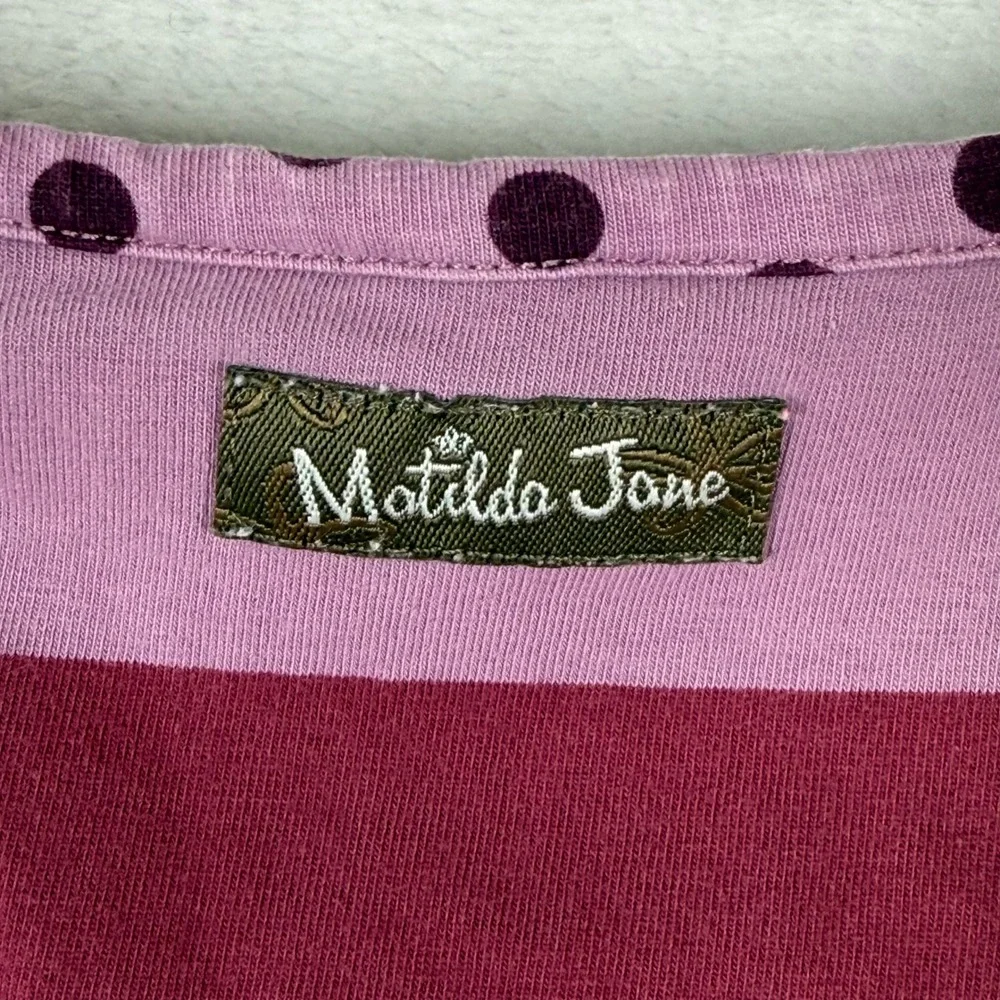Matilda Jane Girls Size 10 Purple Striped Polka Dot Tiered Ruffle Sleeveless Top